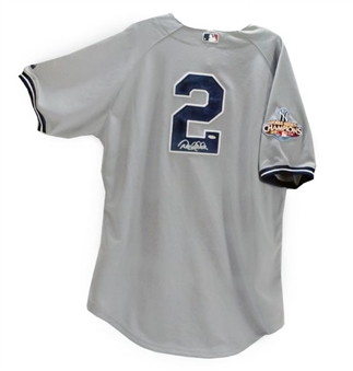 Derek Jeter Autographed New York Yankees Road Jersey With 2009 WS Patch (Steiner)